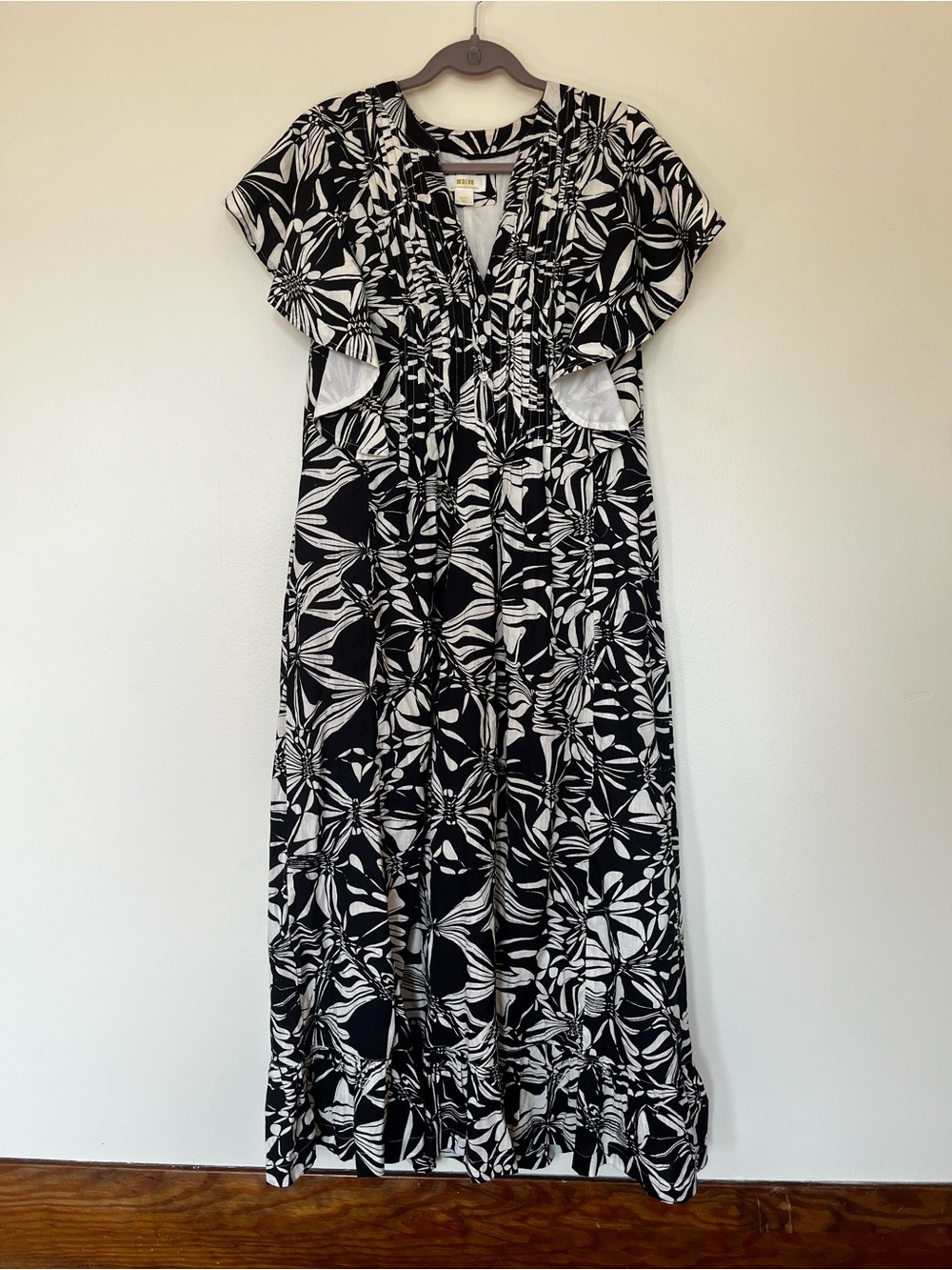 Anthropologie Black & White Floral Maxi Dress - Picture 2 of 4